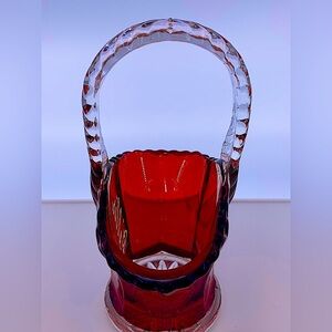 Vintage ruby red glass basket